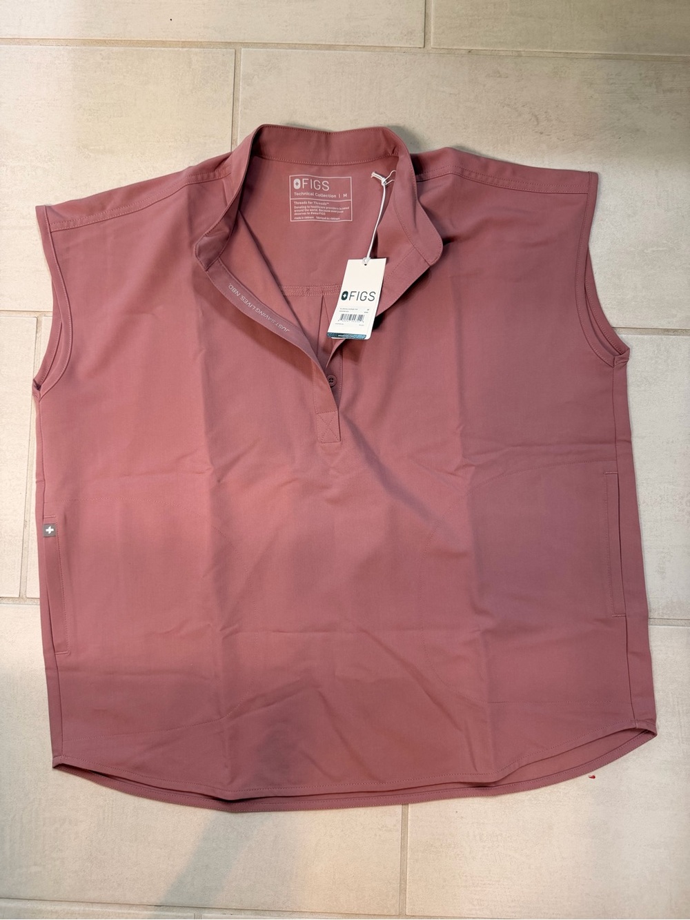 FIGS Rafael M Top in Mineral Mauve